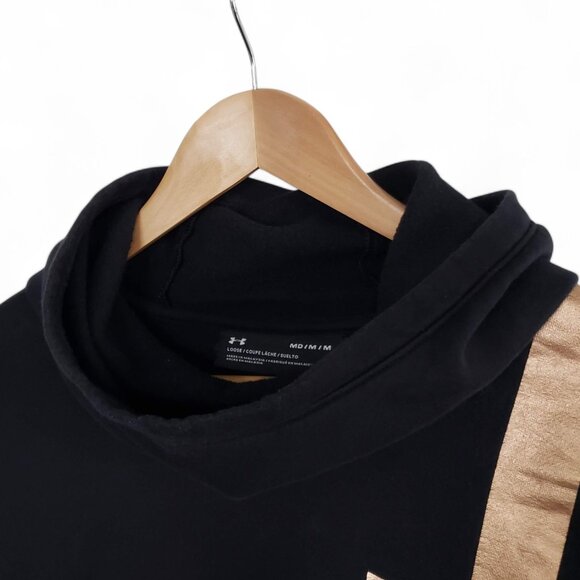 Under Armour Cowl Neck Hoodie Women's Metallic Rose Gold Pullover Spell Out M - Picture 3 of 8